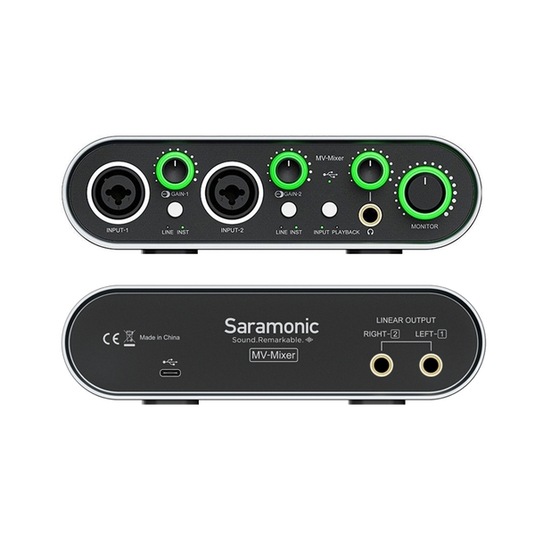 Saramonic MV Mixer dual-channel audio interface Bộ hỗ trợ thu âm USB kênh đôi chính hãng