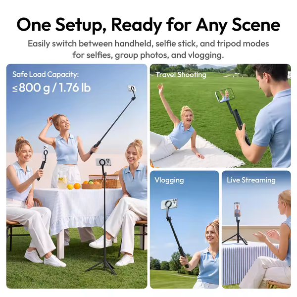 Gậy selfie Ulanzi SK33 Auto-Open Magnetic dành cho điện thoại di động hỗ trợ bluetooth chụp từ xa chính hãng
