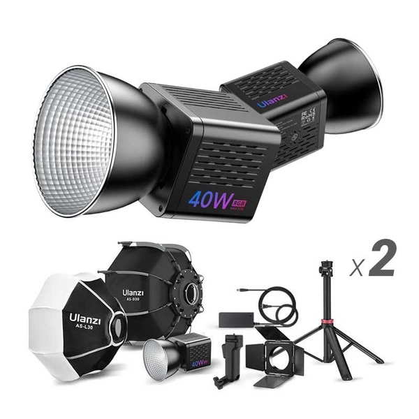 Ulanzi 40W Portable LED Video Light Bundle - Bộ kit đèn nhỏ gọn cho Livestream / Podcast / Steam HLS-01