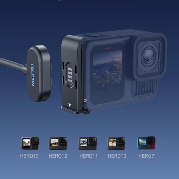 Sạc từ tính kết hợp nắp pin Telesin S6-CLC-01-TGP dành cho camera Gopro13 chính hãng