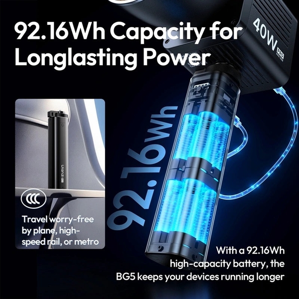 Ulanzi BG5 pin sạc dự phòng cho đèn Led Studio hỗ trợ PD Max 100W