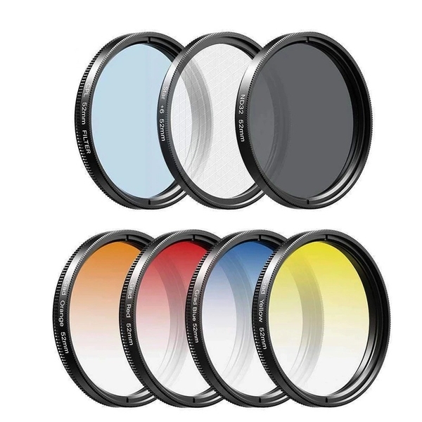 Bộ Filter nguyên kit lọc sáng Apexel CPL 7 in 1 - 52mm đầy đủ lọc màu + CPL + ND + Ánh Sao