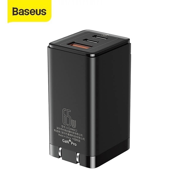 Bộ sạc nhanh 3 cổng Baseus GaN2 Pro Quick Charger 65W (Type-Cx2 + USB, PD3.0/QC4.0)