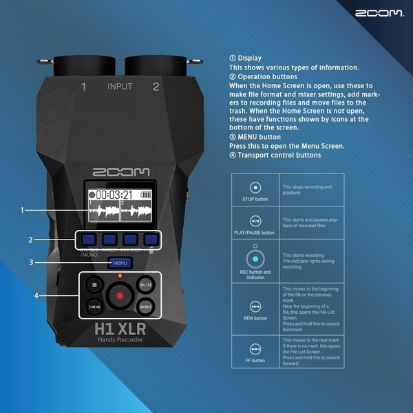 Zoom H1 XLR Handy Recorder with 32-Bit Float