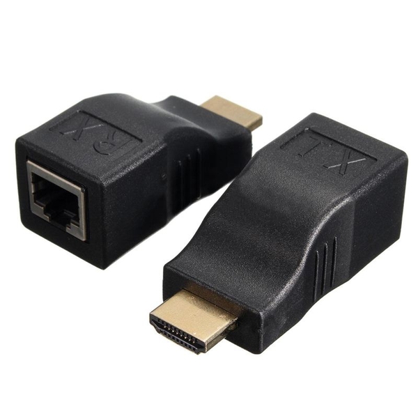Đầu nối dài Lan ra HDMI 30M 4K - Mở rộng tín hiệu bằng Lan to HDMI Hỗ trợ Support CAT6, CAT5E