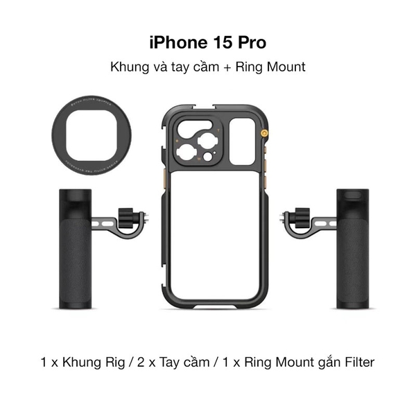 Bộ khung Rig Fotorgear hỗ trợ quay chụp cho iPhone 15 Pro / Promax chuyên nghiệp