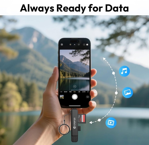 Ulanzi CR1 Đầu đọc thẻ nhớ 3 IN 1 hỗ trợ SD / Micro SD đèn led báo tín hiệu chính hãng