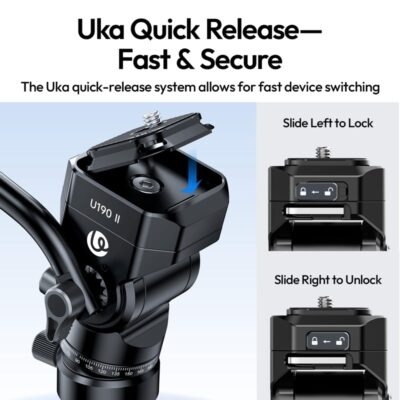 Đầu Tripod Ulanzi U190 II Uka Fluid Head đế tháo lắp nhanh cho máy ảnh DSLR tải trọng 4KG