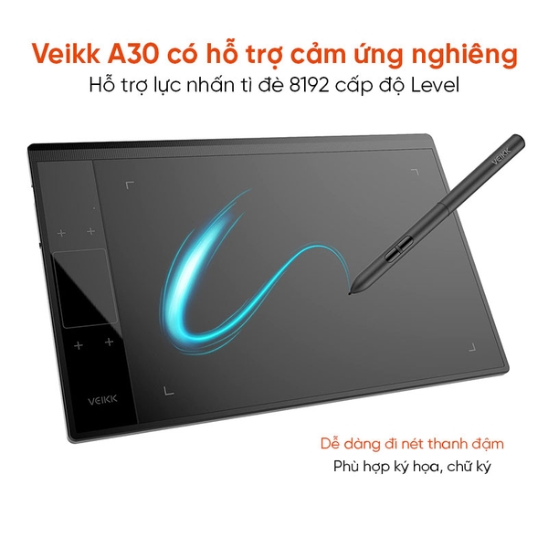 Bảng vẽ cảm ứng VEIKK A30 - KT 10x6 Inch tương thích với Android, Windows và Mac OS