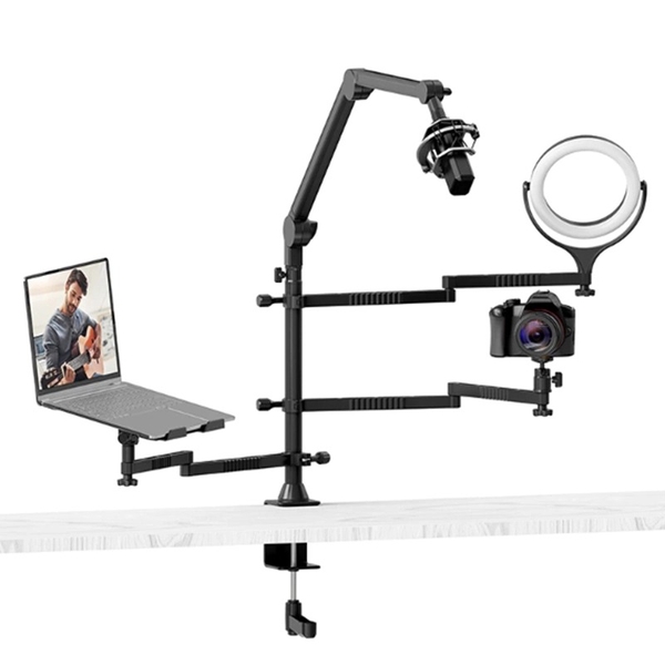 Vijim LS21 - Bộ Boom Arm cho NGƯỜI SÁNG TẠO đa chức năng đầy đủ nhất gắn toàn bộ đèn, micro, máy ảnh, Laptop