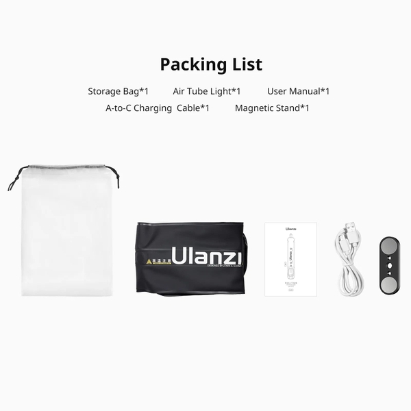 Ulanzi UA20 đèn ống dạng túi khí Bi-color công suất 20W hỗ trợ kết nối từ tính tiện lợi chính hãng
