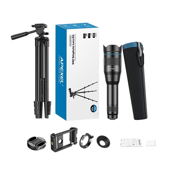 Lens Enhanced Apexel 60x New Kit kèm Tripod + Kẹp Grip 17mm chính hãng