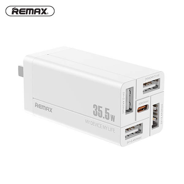 Cốc sạc nhanh đa năng Remax Wanfu Pro RP-U66 5 cổng USB max 33.5W (4 cổng USB A 1 cổng Type C)