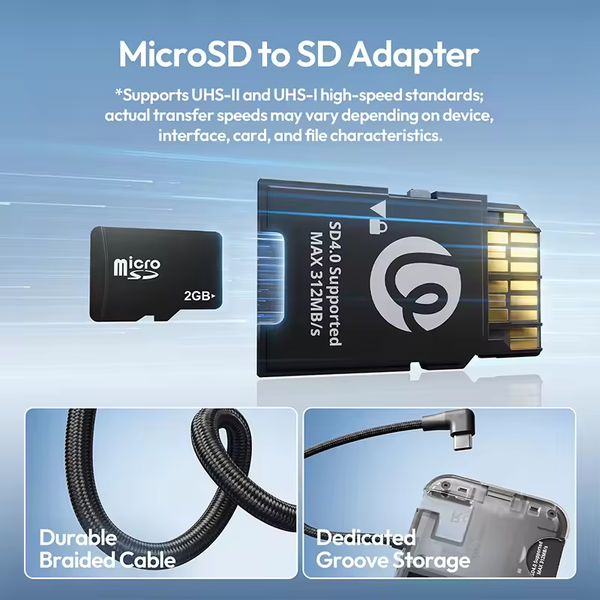 Đầu đọc thẻ SD di động Ulanzi CC02 3 trong 1 vỏ đựng thẻ từ tính cho iOS, Android và Windows
