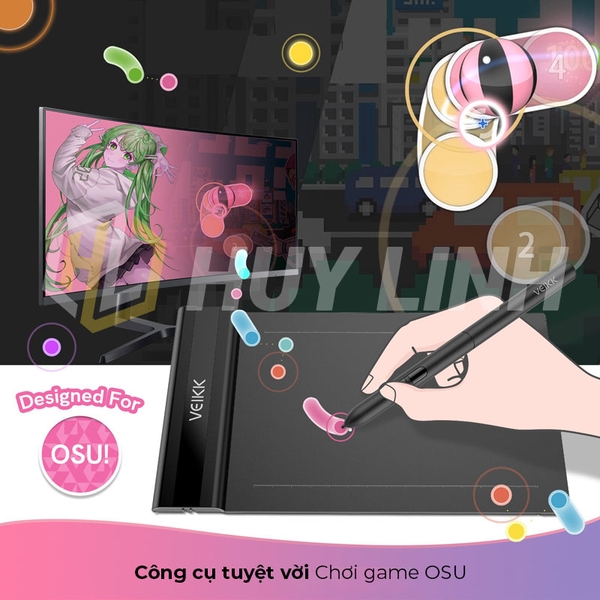 Bảng vẽ cảm ứng VEIKK S640 V2 OSU Game - KT 6x4 Inch tương thích với Android, Windows và Mac OS