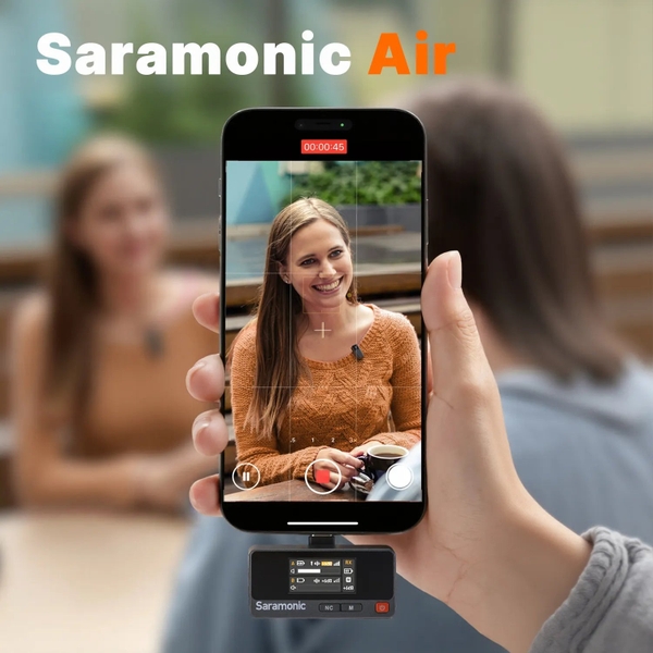 Saramonic Air 01 micro không dây siêu nhẹ 2 TX 1 RX tích hợp màn hình màu 1,05 inch chính hãng