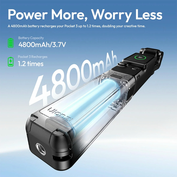 Ulanzi PK-22 Tay cầm pin dự phòng dung lượng pin 4800mAh cho DJI Osmo Pocket 4 3