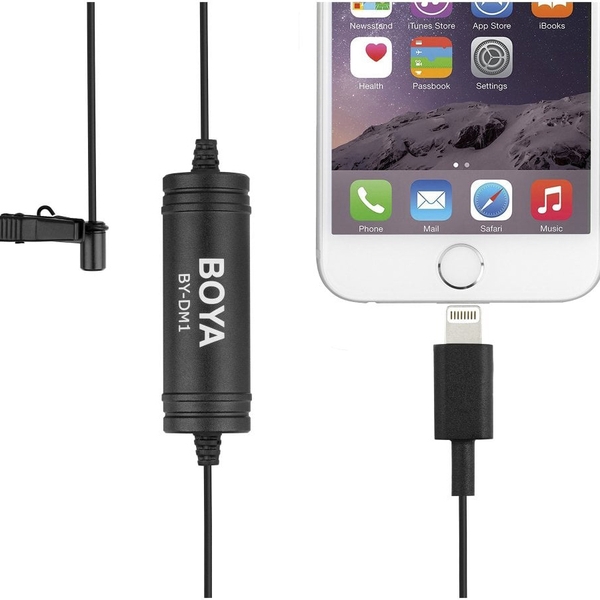 Mic thu âm cho điện thoại iPhone cài ve áo Boya By DM1 Jack lightning