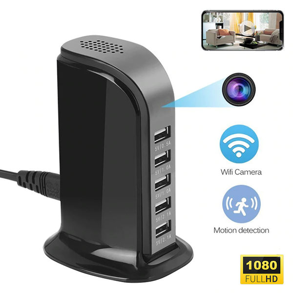 Camera mini ngụy trang ổ cắm điện H3 Wifi - 5 cổng USB quay Full HD