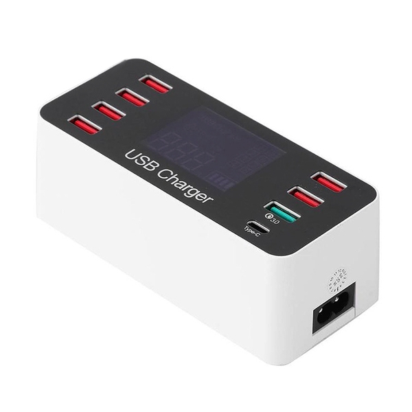 Bộ sạc QC 3.0 có 8 Cổng USB 5V 8A Tổng 45W - Màn hình báo hiệu tiện Dụng