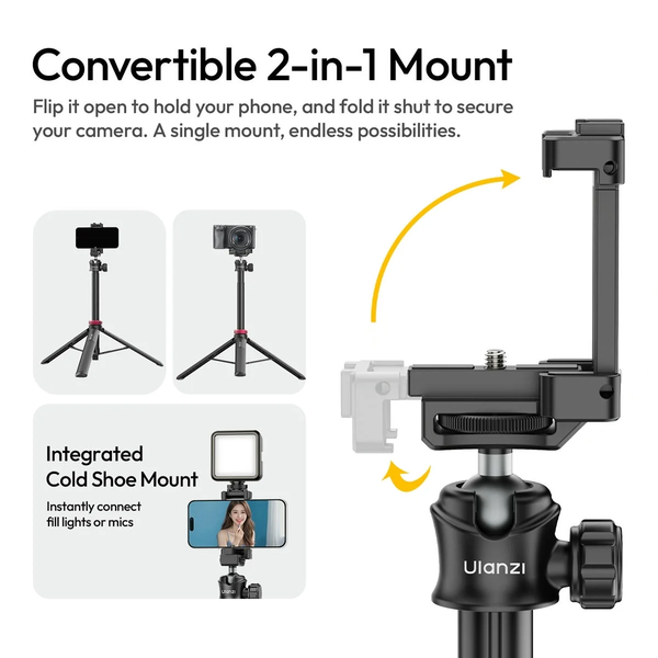 Ulanzi MT-44 Chân tripod phiên bản tự động bung cho Điện Thoại/Máy ảnh Mirroless, DSLR chính hãng