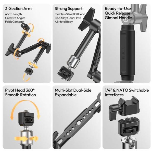 Ulanzi TA10 Magic Articulating Arm với lỗ vít 1/4