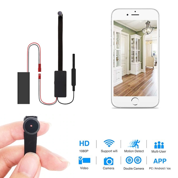 Camera mini V99-X Wifi cam lồi góc quay 170 độ - Hộp tản nhệt