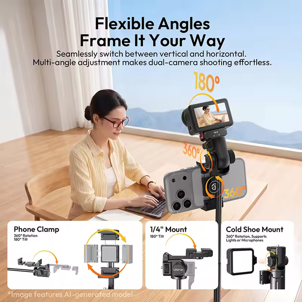 Gậy selfie tự động mở Ulanzi SK32 tích hợp kẹp dành cho điện thoại thông minh chiều cao tối đa 1.8m chính hãng