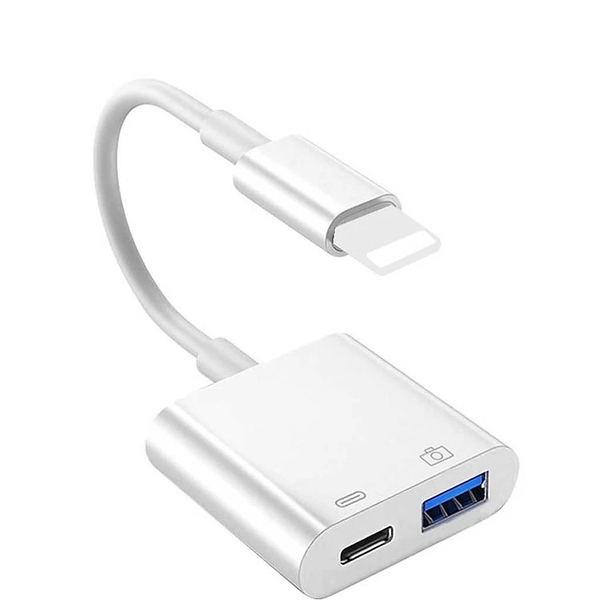 Cáp OTG Lightning to USB + Lightning 2in1 - Hỗ trợ kết nối iPhone, iPad với máy ảnh, chuột, bàn phím, USB HL569