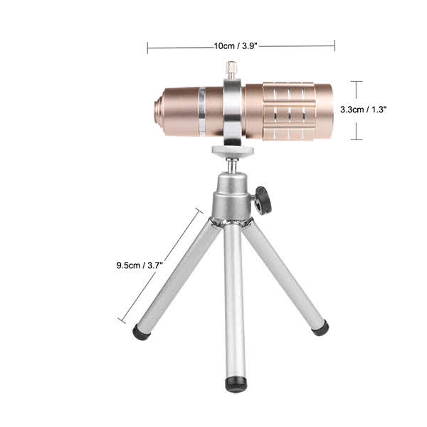 Ống kính lens camera cho điện thoại tele zoom 12x - Có tripod