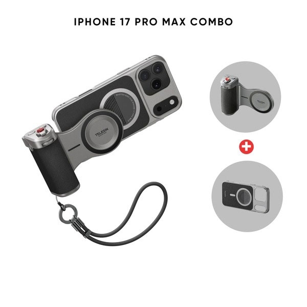 TELESIN Master Grip bộ tay cầm chụp hình cho điện thoại iPhone17 Pro/Pro max kết nối từ tính chính hãng