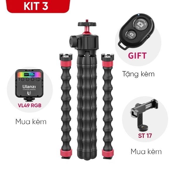 Ulanzi MT-52 Flexible Tripod chân chụp hình bạch tuộc kèm 2 tay mở rộng