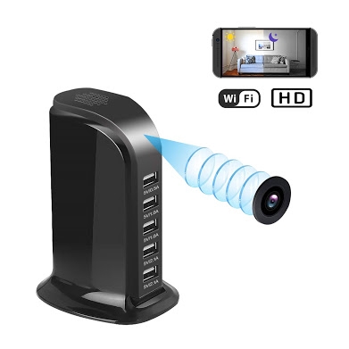 Camera mini ngụy trang ổ cắm điện H3 Wifi - 5 cổng USB quay Full HD