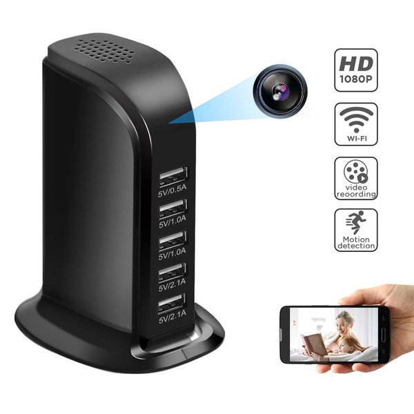 Camera mini ngụy trang ổ cắm điện H3 Wifi - 5 cổng USB quay Full HD