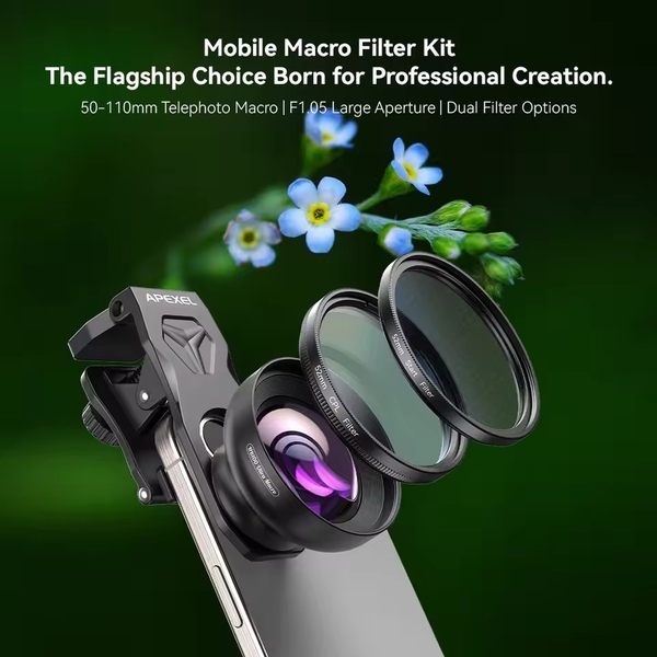 Lens macro Apexel 100mm Ultra bản nâng cấp chụp cận cảnh cho điện thoại iPhone, Samsung