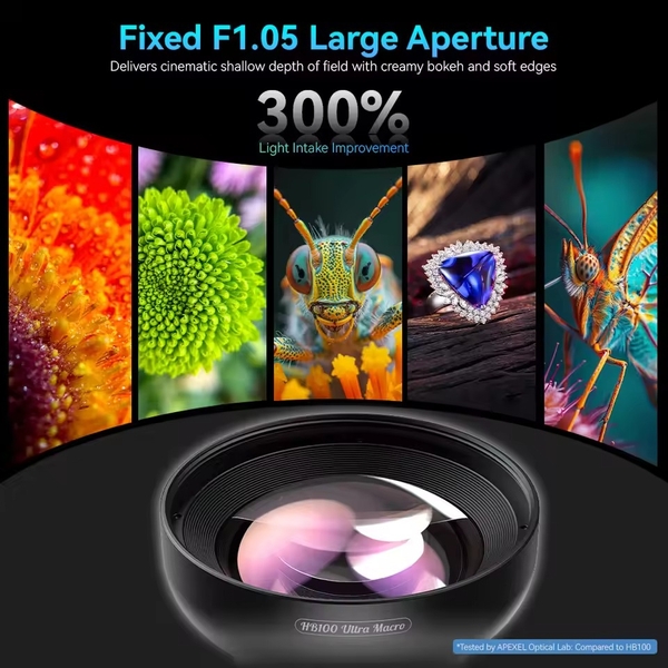 Lens macro Apexel 100mm Ultra bản nâng cấp chụp cận cảnh cho điện thoại iPhone, Samsung