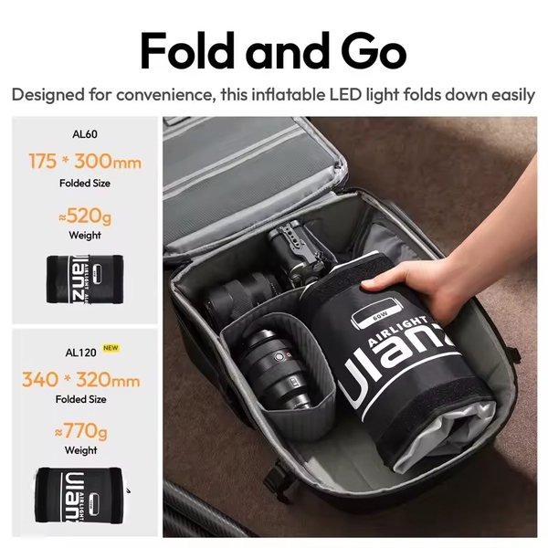 Đèn ống bơm hơi bi-color dải nhiệt màu 2700K-6500K công suất 136W Ulanzi AL120 chuyên dụng cho livestream chính hãng
