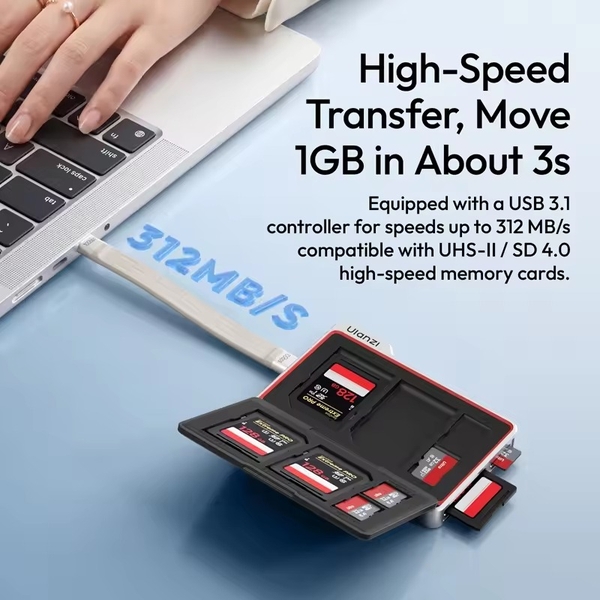 Ulanzi DC01 2-in-1 Portable Memory Card Case đầu đọc thẻ cho máy ảnh và điện thoại thông minh