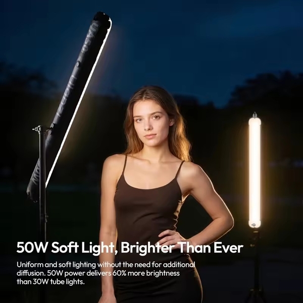 Đèn ống bơm hơi khí Ulanzi UA50 công suất 50W nhiệt độ màu 2700-6500K hỗ trợ từ tính tiện lợi chính hãng