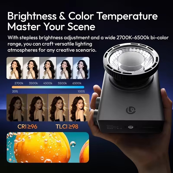 Ulanzi C01 Condenser Lens Kit Đèn COB cầm tay 100W với thấu kính hội tụ 2700K-6500K ngàm Bowens mini