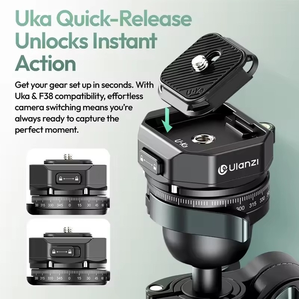 Chân máy du lịch Travel Tripod Ulanzi JJ05 chất liệu Carbon Fiber / Cột giữa 2 phần chính hãng