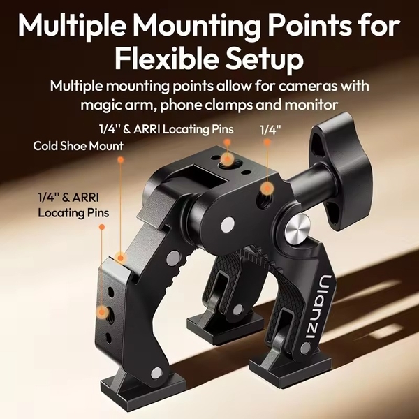 Ulanzi CO78 - Super Clamp 3 Jaw kẹp ống tròn, vuông siêu chắc chính hãng