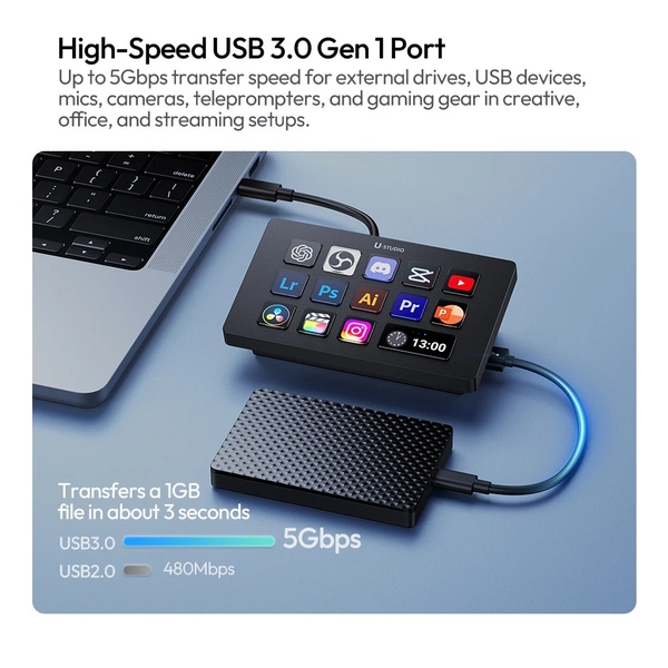 Ulanzi D200H Stream Deck Dock AI - Tich hợp 13 phím Macro chức năng chính hãng