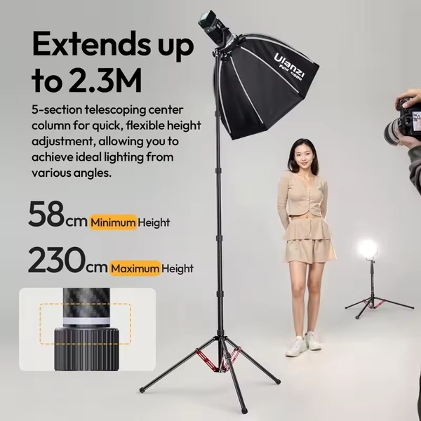 Ulanzi T230 chân đèn nghịch đảo có thể tháo rời cột giữa Carbon Filber tải 5kg chính hãng