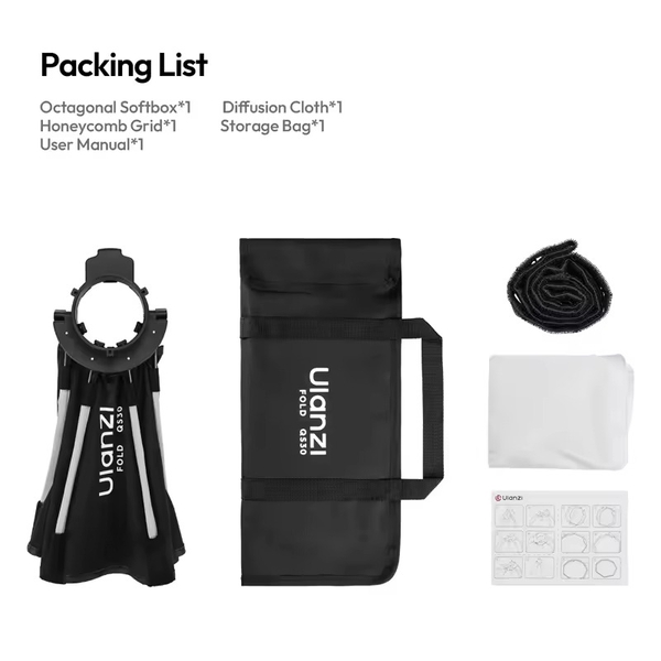 Ulanzi FOLD QS30 Softbox bát giác tháo lắp nhanh 30cm ngàm Bowens mini cao cấp chính hãng