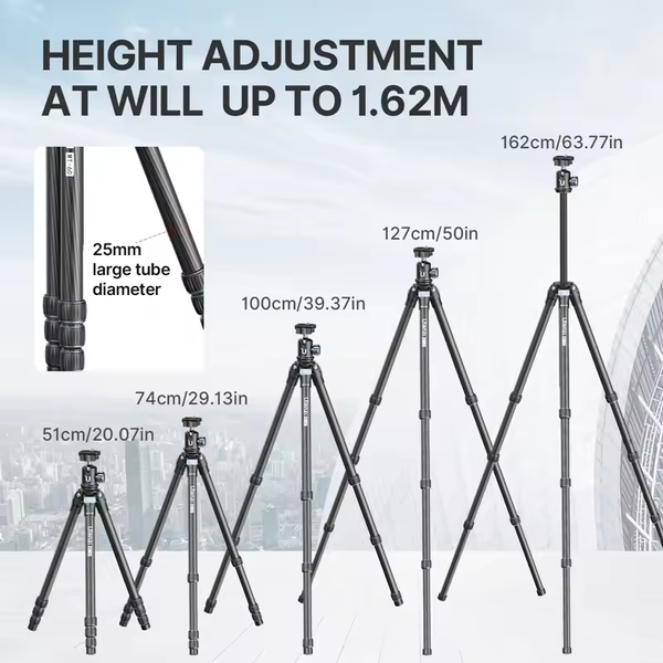 Ulanzi MT60 Chân Tripod chụp hình đa năng - Cao tối đa 1.62m độ chịu tải 10kg chắc chắn