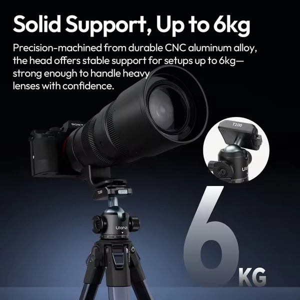 Ulanzi T100 Uka đầu Mini Ballhead 360 độ tháo lắp nhanh với khả năng tải lên đến 6kg chính hãng
