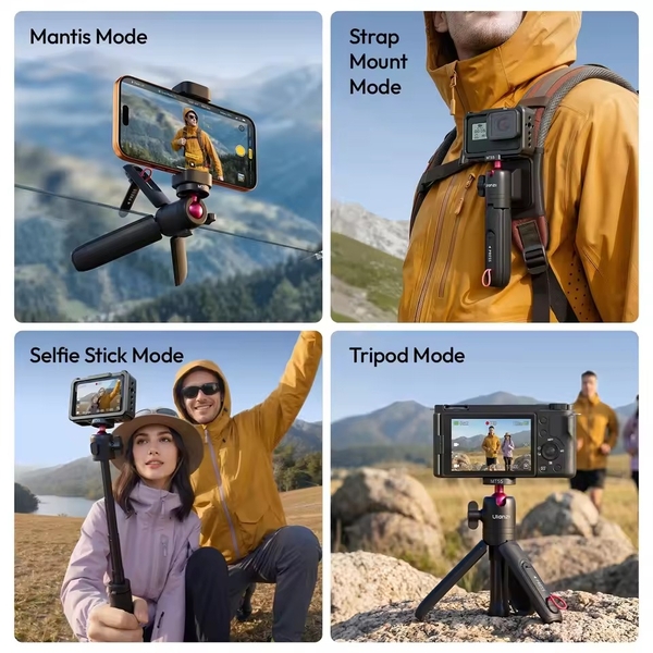 Gậy selfie mini Ulanzi MT55 kiêm chân máy dành cho GoPro 13, DJI Action Camera, điện thoại với ngàm gắn 1/4