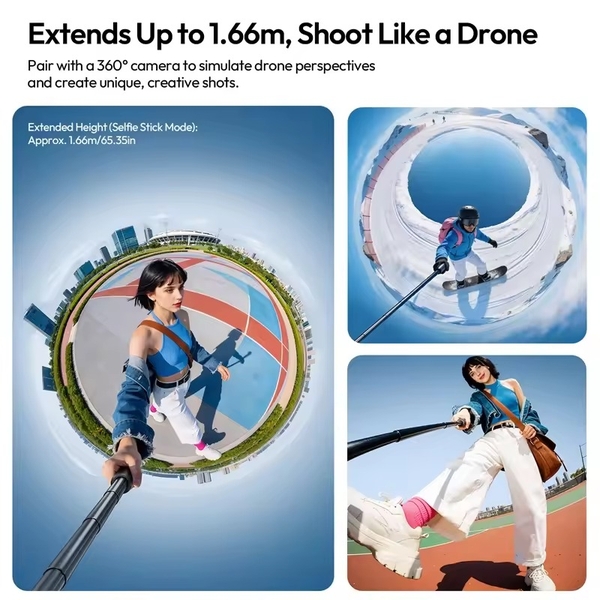 Ulanzi TT91 Gậy selfie tự động mở rộng ba chân với ngàm 1/4'' dành cho camera hành động, Insta 360