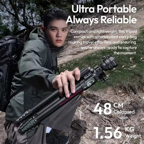 Chân máy du lịch Travel Tripod Ulanzi JJ05 chất liệu Carbon Fiber / Cột giữa 2 phần chính hãng
